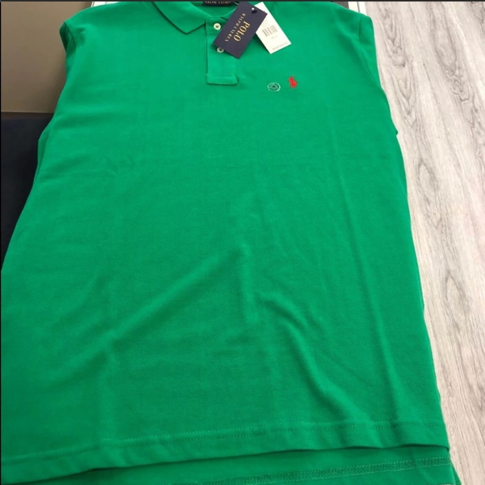 Green polo with small logo